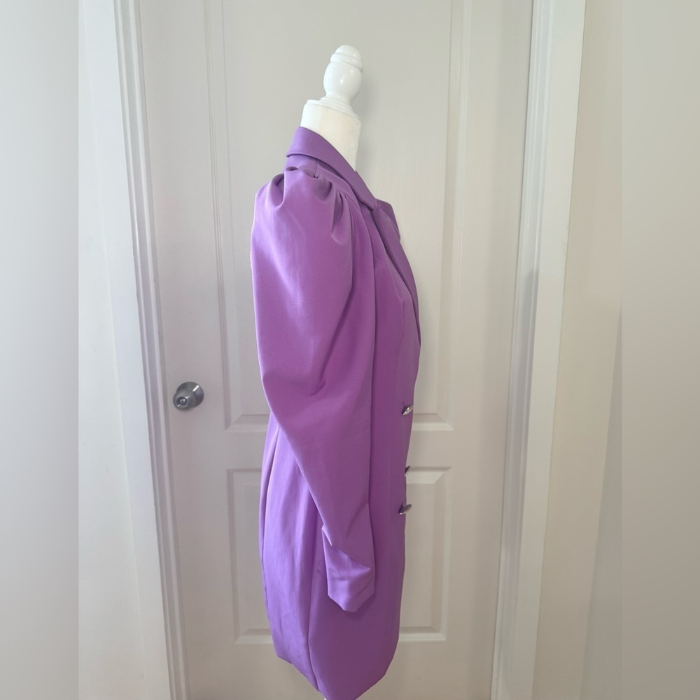Lavish Alice Puff Shoulder Blazer Mini Dress in Purple | NWT | Size US 6 / UK 10 - Picture 5 of 6